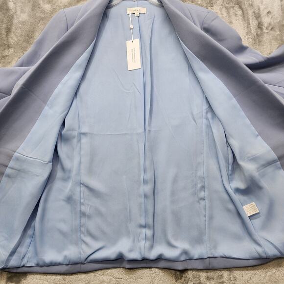 Ovi Blazer Womens L Blue Open Front Shawl Collar Lined Lightweight Preppy Office - Picture 5 of 15